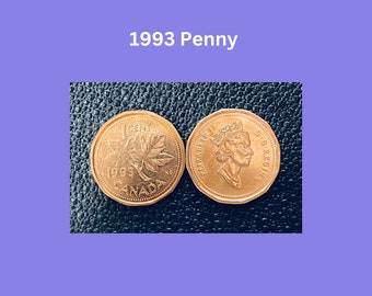 1993 Canadian Penny | Penny | Queen Elizabeth II | 1 Cent | Gift For Grandpa Grandma Mom Dad Grandchild Coin Collector