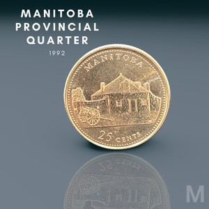 1992 Manitoba Canadian Quarter | 25 Cents | Queen Elizabeth II | Coin Collection  | Circulated |