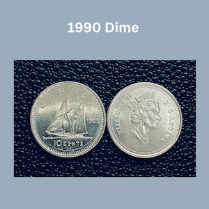 1990 Canadian Dime | 10 Cents | Queen Elizabeth II | Coin Collection  |