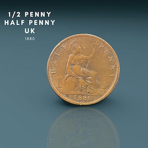 1880 Half Penny | United Kingdom | Queen Victoria | Coin Collection | Gift For | Grandpa | Dad | Grandma | Grandchild | World Coins