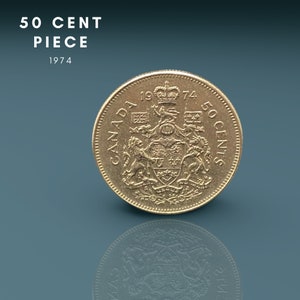 1974 Pièce de 50 cents | La reine Elizabeth II | Collection de pièces de monnaie | Pièces de monnaie canadiennes | Un demi-dollar | Cadeau pour 50e anniversaire | Né en 1974 | Cadeau pour