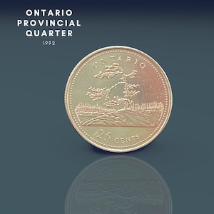 1992 Ontario Canadian Quarter | 25 Cents | Queen Elizabeth II | Coin Collection | Gift For Grandpa Grandma Mom Dad Grandchild Coin Collector