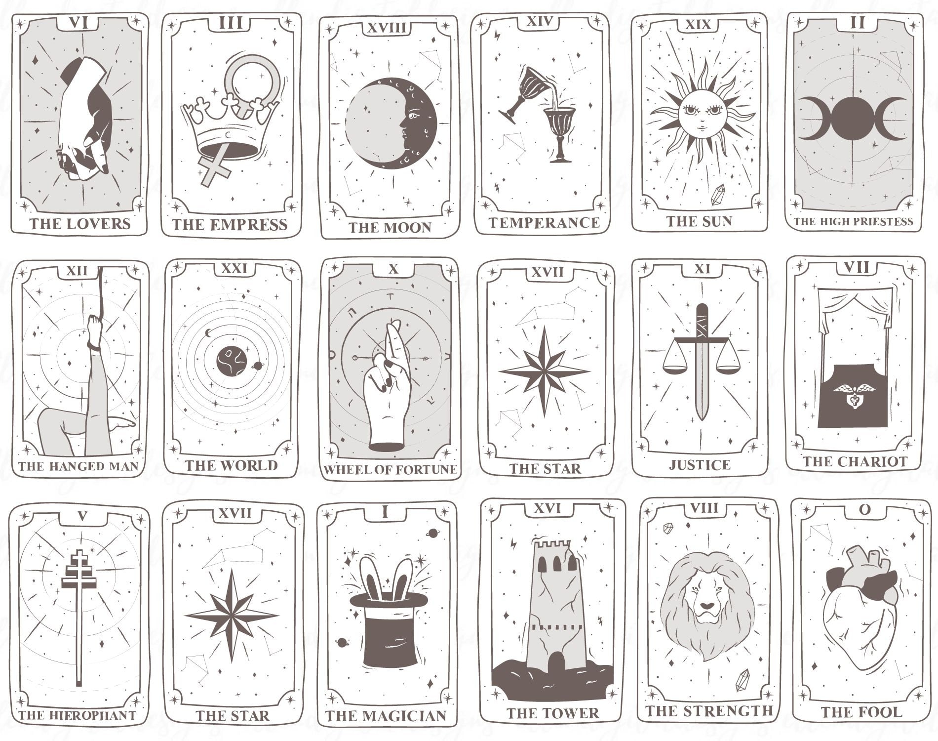 Tarot Cards Svg Celestial Tarot Svg Witch Tarot Svg Major Etsy Canada