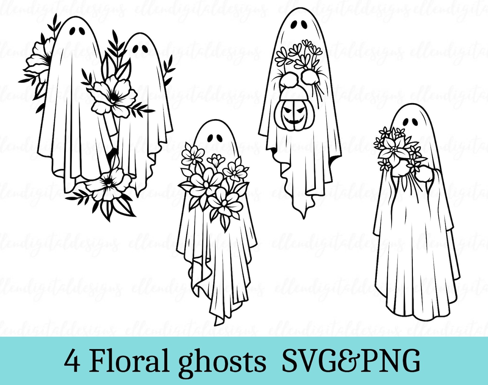 Ghost Svg Ghost With Flowers Svg Floral Ghost Svg Halloween - Etsy