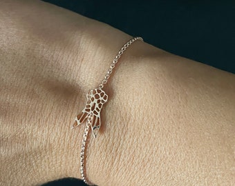 Bunny rabbit 18k pink rose gold plated filigree geometric bracelet - made in Italy