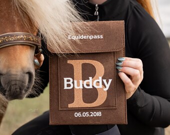 Personalized Equine Passport Cover, Felt – Custom Name – Fits 2 Passports & A5 Documents