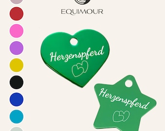 Heart Horse Halter Tag 'Herzenspferd' – Heart or Star Lucky Charm for Horse & Pony