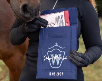 Horse Passport Cover with Breed Brand & Custom Name – Personalized Felt Document Case
