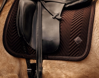 Dressage Saddle Pad Pure Chocolate – Satin with Glitter – Soft Polyester Lining – Full Size