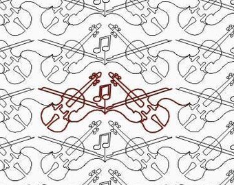 Violin, Is a Longarm Quilting Digital Computer Designs Pattern E2E E582