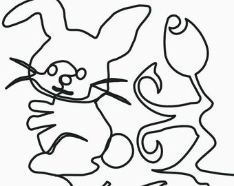 Rabbit and Flower, Longarm Digit Quilting Designs Pattern E2E E567
