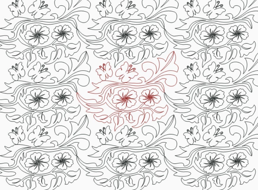 Butterfly & Flower, Longarm Digital Quilt Designs Pattern E2E E441 Etsy