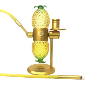 Pineapple Yellow Hookah Set 15” Metal Infuser 360 Water Rotation