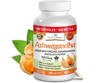 Organic Ashwagandha with Black Pepper - 180 Capsules