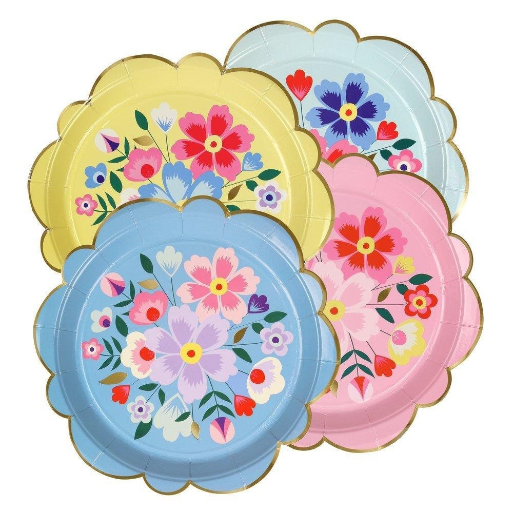 Floral Assorted Dinner Plates 8ct Paper Plates Floral pastel plates Tea party plates Flower theme Table Decor
