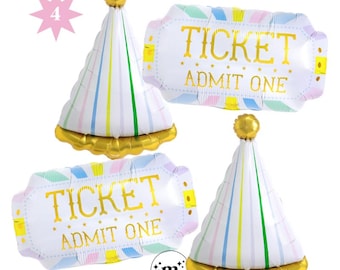 4 Pc. Pastel Circus Admit One Party Hat Carnival Balloon Set