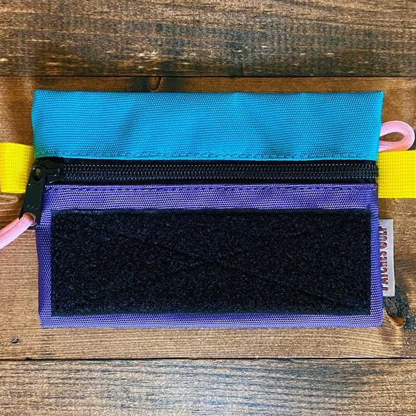 EDC Golf Pouch Zipper Cordura Nylon Velcro. Purple / Aqua