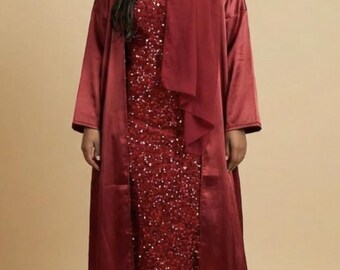 shimmery Abaya Set with Matching Scarf – Elegant Modest Wear