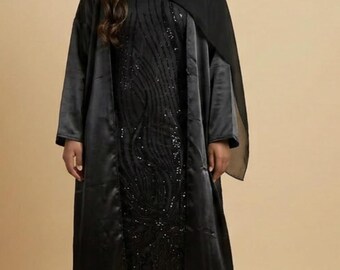 shimmery Abaya Set with Matching Scarf – Elegant Modest Wear