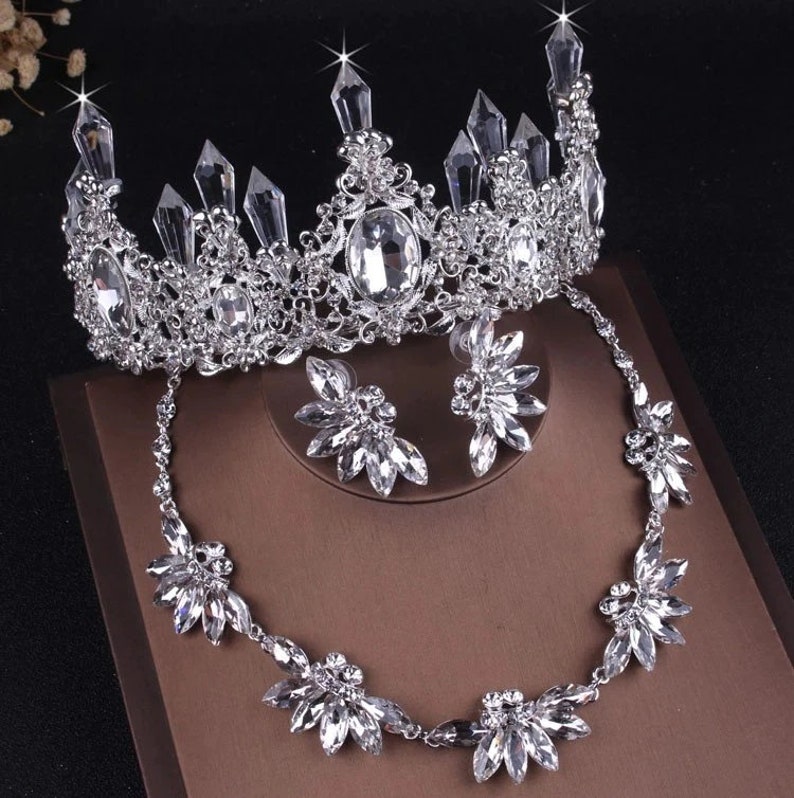 Bridal jewelry set tiara necklace and earrings main image 0