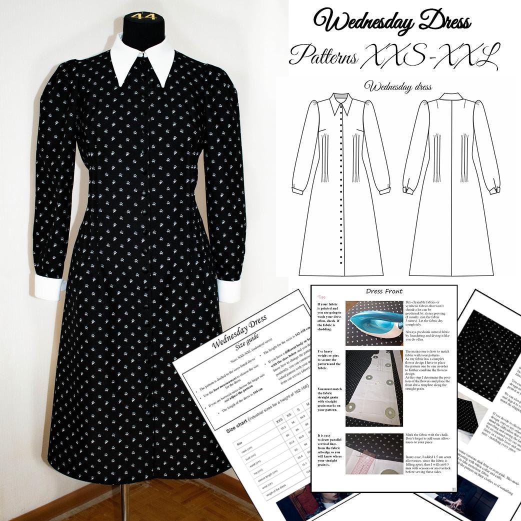 Costume Wednesday Pour Fille - Robe Noire à Col Claudine - Ensemble Halloween Et Carnaval