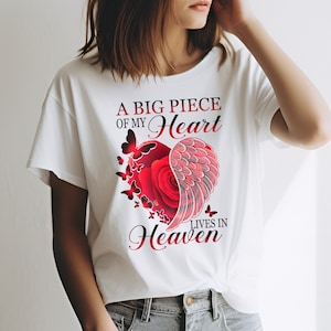 Sympathy Gift | A Piece Of My Heart Is In Heaven | Angel Wings | Loss Of Loved One | Memorial Gifts Unisex t-shirt, Condolence Gift