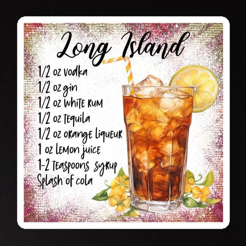 Long Island Iced Tea Recipe Magnet Cocktail Lover Gift, Bar Decor, Fun Bar Gift, Long Island Magnet, Cocktail Enthusiast Gift, Fun Gift