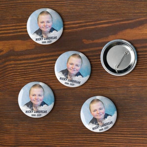 Custom Memorial Buttons, Personalized In Loving Memory Photo Buttons, 1 = 1 Set of 5 2.25″ pin buttons