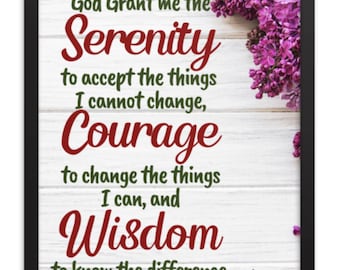 Serenity Prayer Poster, Inspirational Wall Art, Mental Health Decor, Motivational Art, Mindfulness Poster UNFRAMED