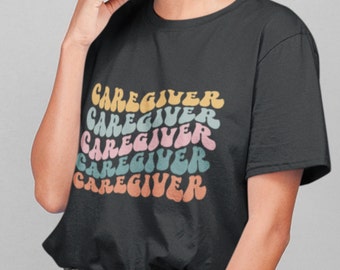 Camiseta de cuidador, presente para cuidador, presente para deficientes, camiseta para cuidador, presente para cuidadores, presente para auxiliar de saúde domiciliar, camiseta para profissional de saúde