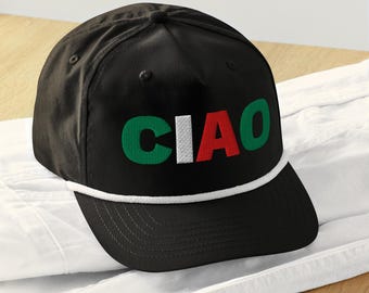 Ciao gestickte Kappe, Ciao Golf Seilkappe, Ciao Baseball-Hut, italienisches Urlaubsgeschenk, Italien-Liebhaber-Reisehut, italienischer Stil