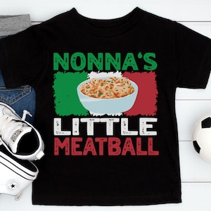 Camisa italiana de criança, camisa de almôndega da Nonna, camisa infantil italiana