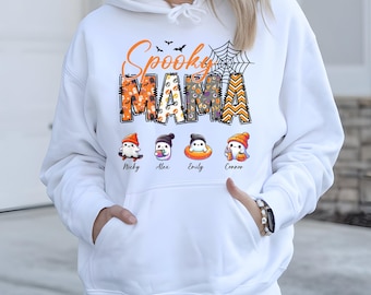 Personalized Halloween Mama Hoodie, Custom Mama Hoodie, Personalized Halloween Gift, Kids Names,