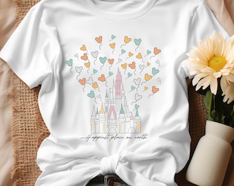 Happiest Place on Earth T-Shirt, Disney Vacation Tee, Theme Park Fan Gift, Family Trip Shirt, Magic Kingdom Vacation TShirt, Fun Disney Wear