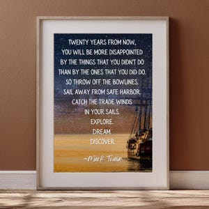 Mark Twain Quote Wall Art, Inspirational Poster, Motivational Decor, Office Inspiration, Uplifting Message UNFRAMED