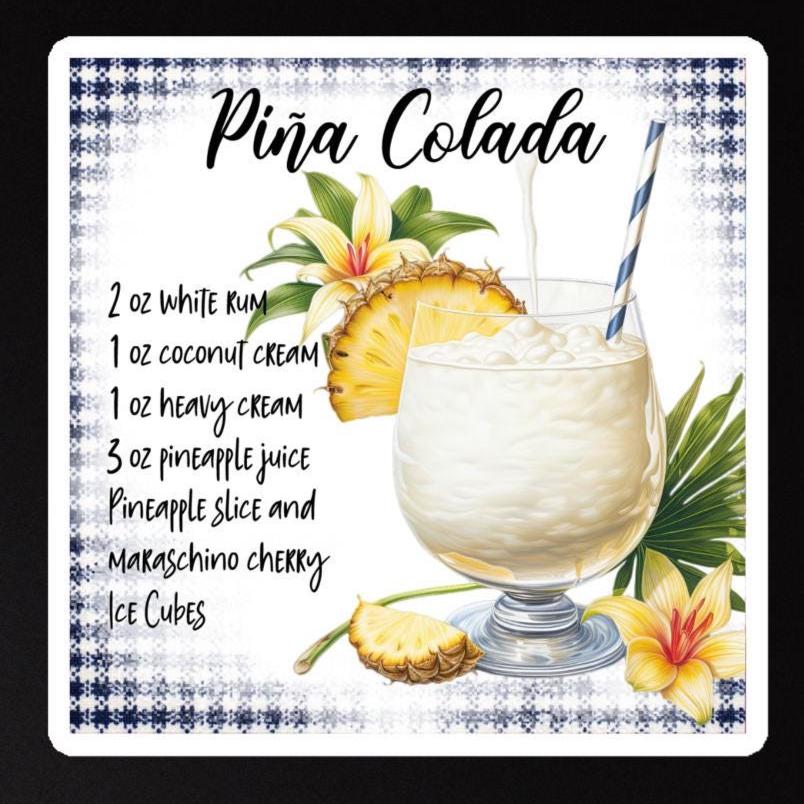 Piña Colada Recipe Magnet, Cocktail Lover Gift, Bar Decor, Fun Bar Gift ...