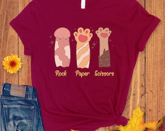 Funny Cat Lover Gift, Rock Paper Scissors Cat Paw Shirt, Gift for Cat Lovers, Cat Mom Gift, Cute Cat Paws Tee