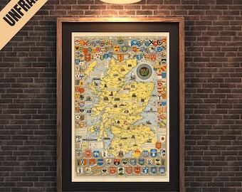 Scotland Clans Map Poster, Outlander Fan Gift, Scottish Heritage Wall Art, Clans of Scotland Unframed Print, Perfect for History Lovers