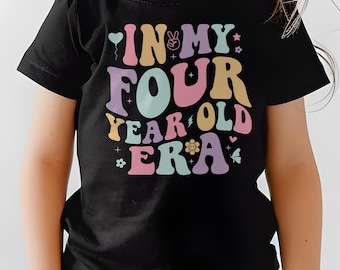 I min fyraåring-era småbarnsjersey-t-shirt, 4-årsdagströja, fjärde födelsedagspresent, födelsedagspojke-tröja, födelsedagsflicka-tröja, födelsedagsfest