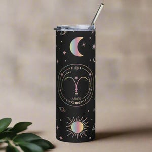 Copo de aço inoxidável de 20 oz do zodíaco de Áries, utensílios para bebidas do zodíaco, amantes da astrologia, presente de Áries