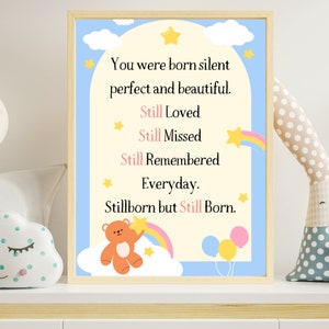 Totgeborenes Gedicht Poster Schwangerschaft Verlust Wandkunst, Baby Verlust Geschenk, Beileid Geschenk, Erinnerung Geschenk UNGERAHMT