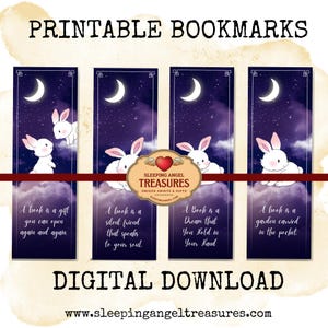 Printable Cute Bunnies Bookmarks, Quirky Bookish Gift, Reader&#39;s Gift, Book Lovers, Fun Bookmarks DIGITAL DOWNLOAD
