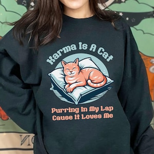 Karma is a Cat Sweatshirt, Me and Karma Vibe Like That, Cat Lover Sweatshirt, Cat Lover Gift, Swiftie Gift