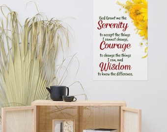 Serenity Prayer Poster | Inspirational Poster | Motivational Poster UNFRAMED