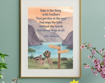 Emily Dickinson Wall Art Decor Poster, Emily Dickinson Quote, Emily Dickinson Poem, Book Lover Gifts UNFRAMED