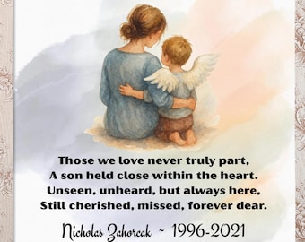 Personalized Son Memorial Canvas, Custom Bereavement Gift, In Loving Memory Wall Art, Loss of Son Remembrance with Name and Dates