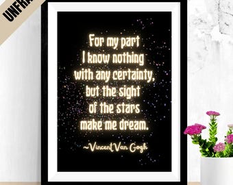 Van Gogh Quote Poster, Inspirational Wall Art for Dreamers, Motivational Home Decor, Art Quote Print for Office & Bedroom UNFRAMED