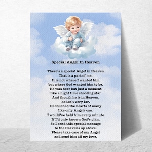 Spezielles Engel im Himmel-Gedicht-Poster | Baby Verlust Geschenk | Schwangerschaft Verlust Geschenk, Beileid Geschenk, Trauer Geschenk, Moms Gedenkgeschenk UNGERAHMT