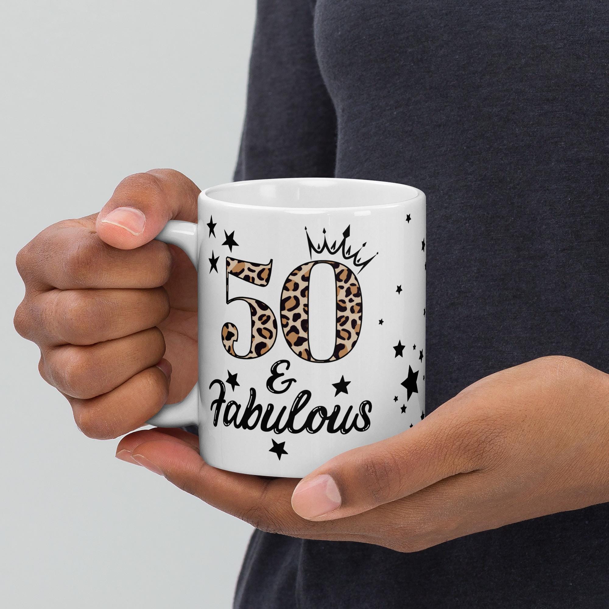 50 & Fabulous White Glossy Mug, 50th Birthday Gift, Fiftieth Birthday Coffee  Cup, Gift for 50th Birthday - Etsy