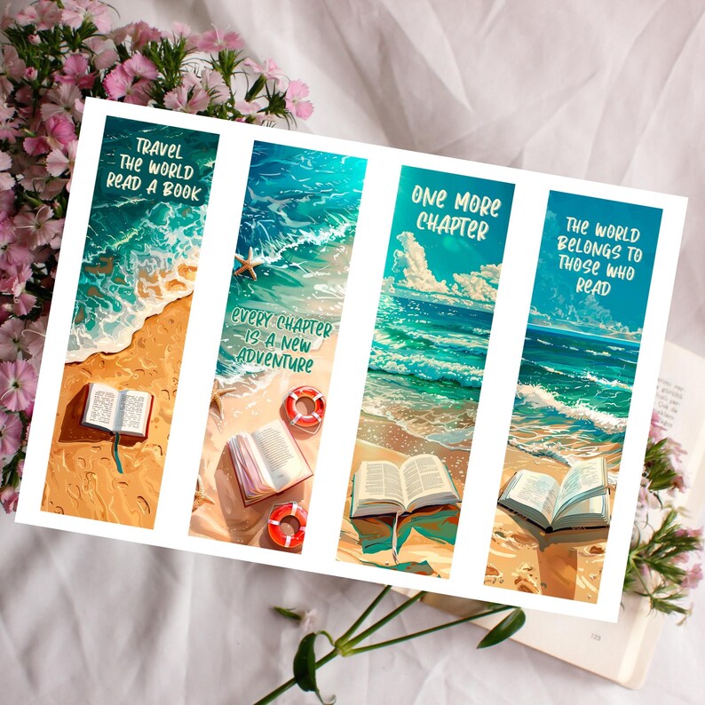 Printable Beach Bookmarks, Quirky Bookish Gift, Reader's Gift, Book ...